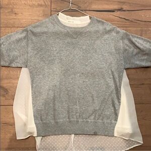 Sacai Gray and White Sweatshirt